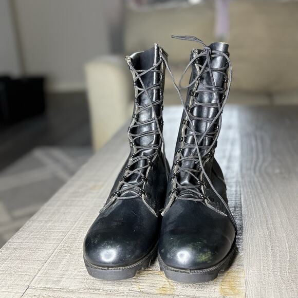 Vintage RO-SEARCH Combat Boots 9” 5-85 Waffle Sole US Military Black Size 10.5R - Picture 2 of 13